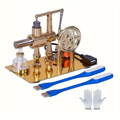 Stirling Engine Generator Kit - Single Cylinder, Stainless Steel Construction, Pneumatic Design Educational Physical Science Experiment Model for Learning and Invention Hobbyists