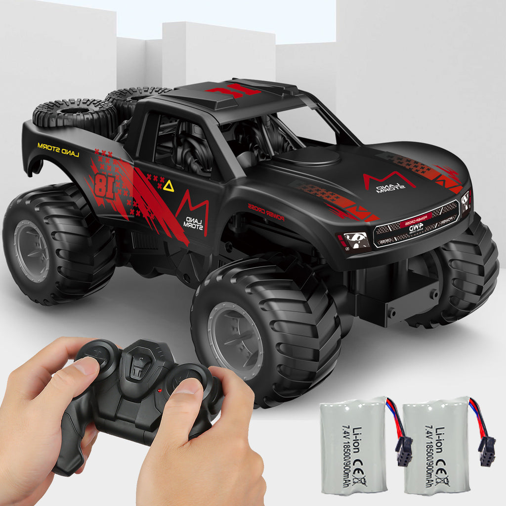 RC Trucks 4x4 Offroad Waterproof 1:16 Amphibious Remote Control Car with 2 Rechargeable Battery 4WD All Terrain Monster Truck RC Car for Boys 4-7 gift present