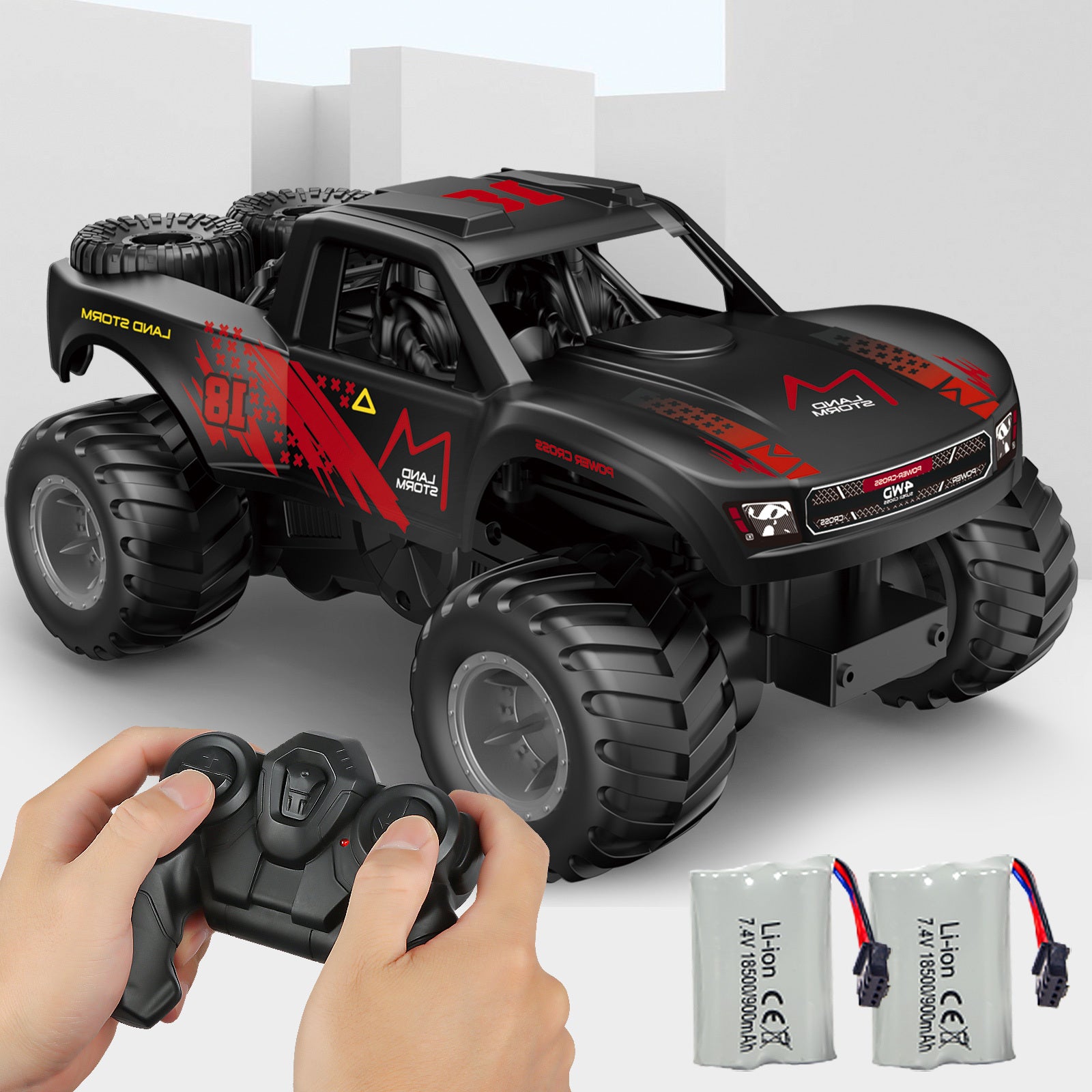 RC Trucks 4x4 Offroad Waterproof 1:16 Amphibious Remote Control Car with 2 Rechargeable Battery 4WD All Terrain Monster Truck RC Car for Boys 4-7 gift present