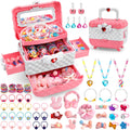152pcs of Kids' Jewelry, Toys, Costume Jewelry, Dress-Up Additions, And Hair Items Including Clips And Bands Suitable for Children Aged 3 And Above, Perfect As Birthday Presents for Girls And Gifts for Day