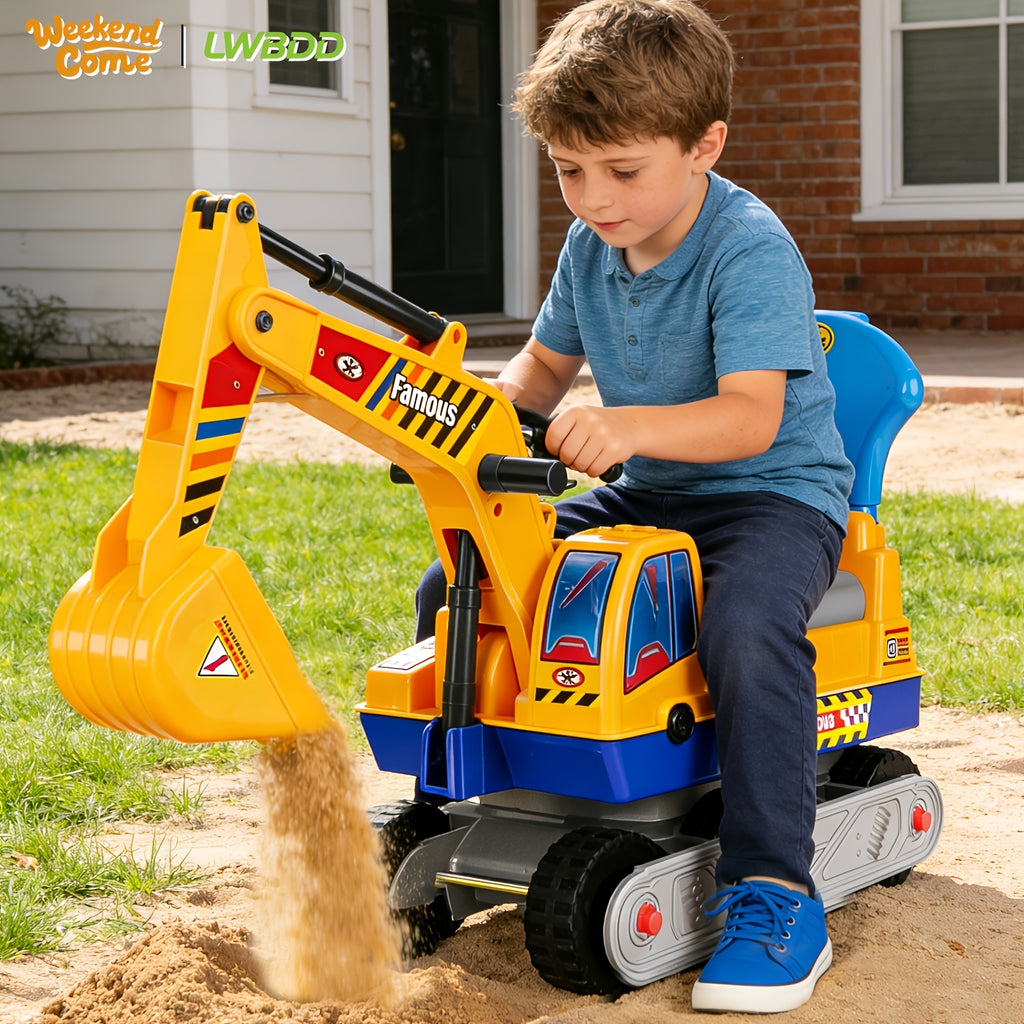 [Perfect Gift] Ride-On Excavator And Bulldozer Toys For Kids, Manual Excavator Scooters, And Ride-On Construction Vehicle Toys. Outdoor Toys Suitable For Boys And Girls Ages 3 And Up. The Perfect Gift For Children's Day Or Birthdays
