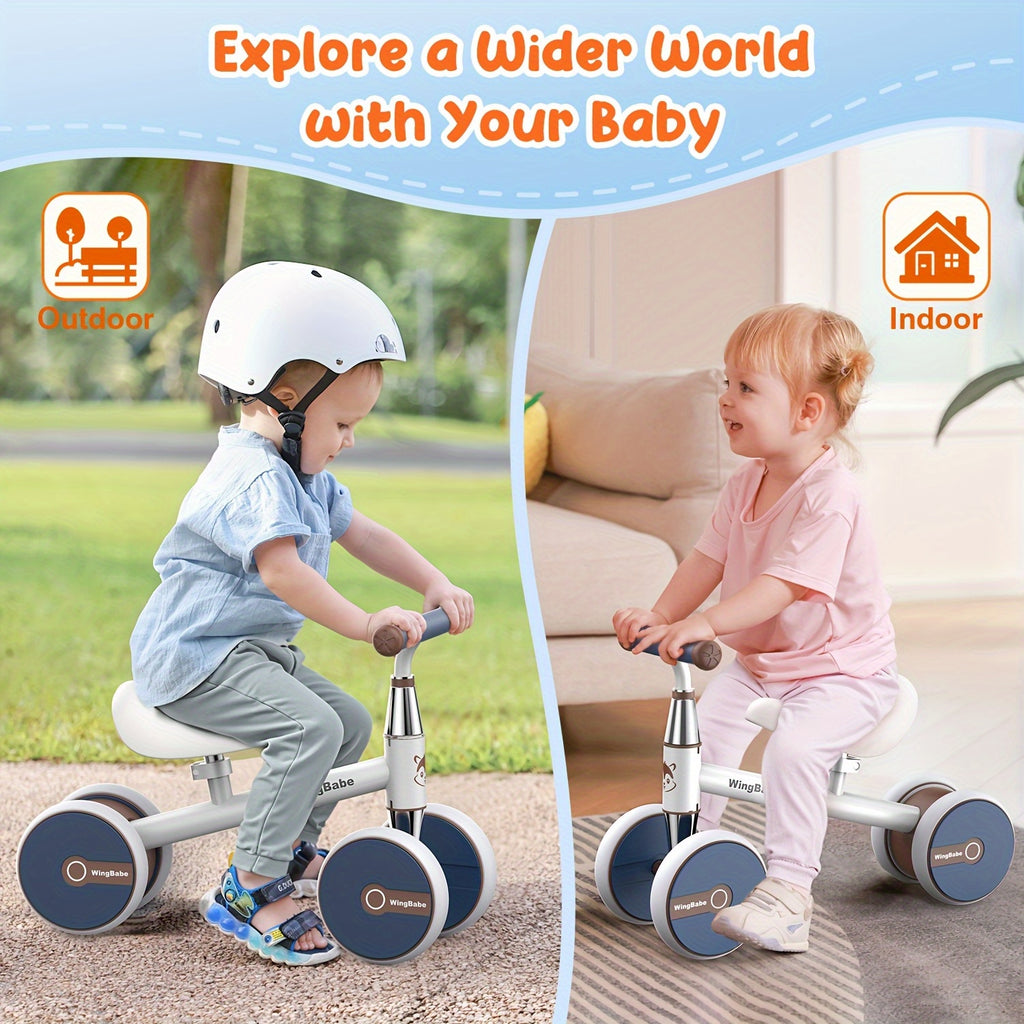 [Perfect First Birthday] Baby Balance Bike for 10-36 Month Toddler Boys & Girls, 4 Wheels Kids First Balance Bike, Perfect First Birthday & Children's Day Gifts
