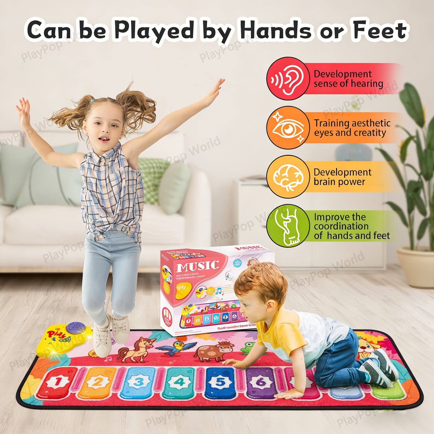 Children's Electronic Toy Farm Animal Piano Mat, Kids' Musical Carpet Play Mat, Children's Sensory Educational Learning Dance Keyboard Touch Blanket, Easter, Christmas, Birthday Gift, Suitable for 0+ Girls and Boys | Indoor/Outdoor Toy