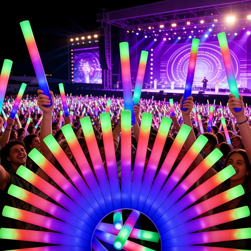 27/30 LED Foam Glow Sticks, Multi-color Flashing, Party Light-up Supplies, Suitable for Weddings, Birthdays, Graduation Seasons, Christmas And Other Parties Or Game Activities, Camping Party Outdoor Lighting Glow Sticks