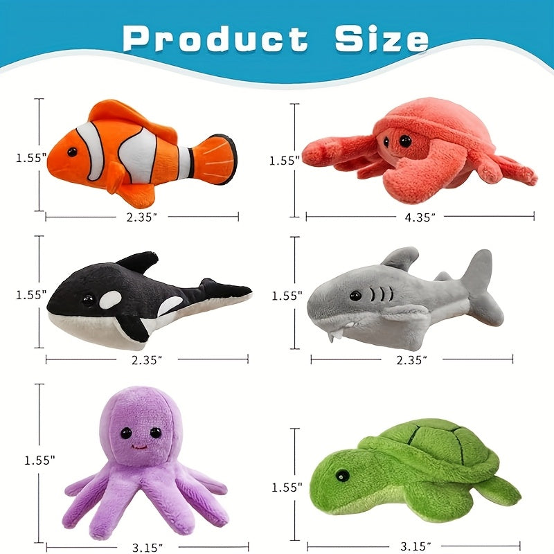 6pcs Finger Puppets Set, Cute Sea Animal Finger Puppet For Role-Playing Mini Hand Puppets Suitable For Kids, Sea Animal Puppets For Storytelling, Realistic Finger Puppet For Toddlers.