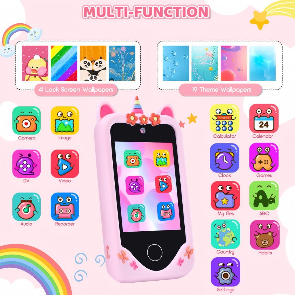 Kids Phone, Touch Screen High-Definition Dual Camera Toy Phone, with 32GB SD Card Travel Toy, Suitable for 3-10-Year-Old Girls' Birthdays And Christmas Gifts - Smartphone Toy