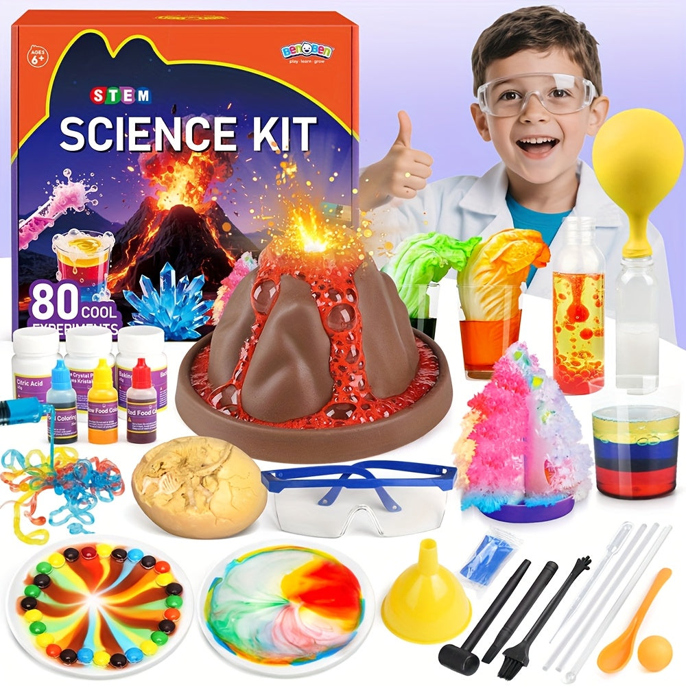 [Birthday Christmas Gifts] 60/80/105 Lab Experiments, Wonder Science Kit, Experiments Educational Toy for Kids, Growing Crystal, Explore Chemistry Reactions & STEM Lab Activities, Birthday Christmas Gifts for Boys And Girls Children Ages 6-12