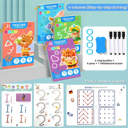 128 Pages - Pen Control Training, Magic Practice Copybook Set, Number And Letter Writing Practice - Reusable Pen Control Practice Copybook