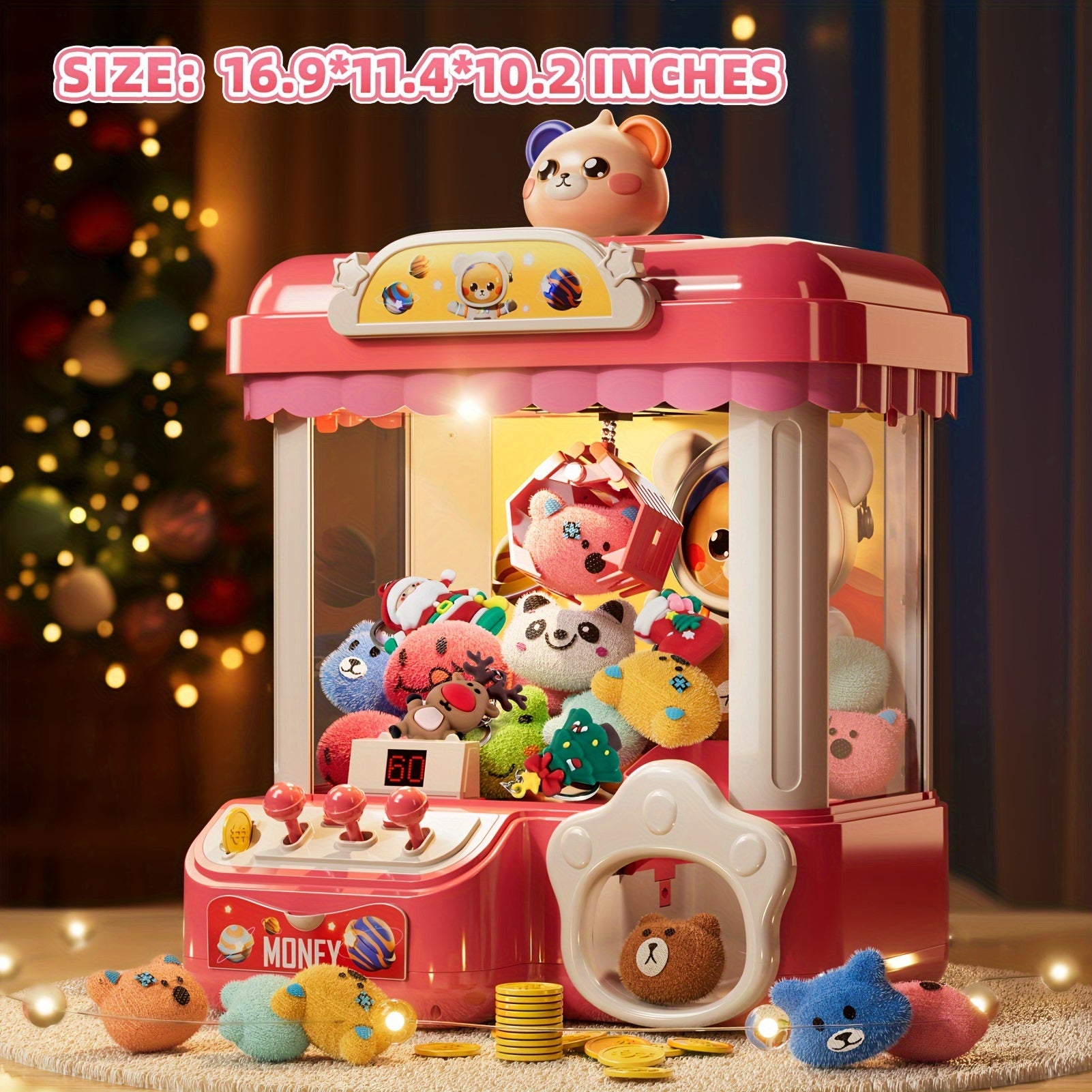 Mini Claw Machine for Kids Toys with Light Music Pink Gift Exercise Hand-Brain Coordination for Children