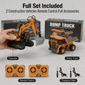 2pcs/3pcs/4pcs Set Remote Control Engineering Vehicle Set, 2.4G High-Tech 11-Channel Remote Control Excavator Dump Truck Bulldozer Alloy Plastic Engineering Vehicle Remote Control Construction Toy Car Set-Lingkun