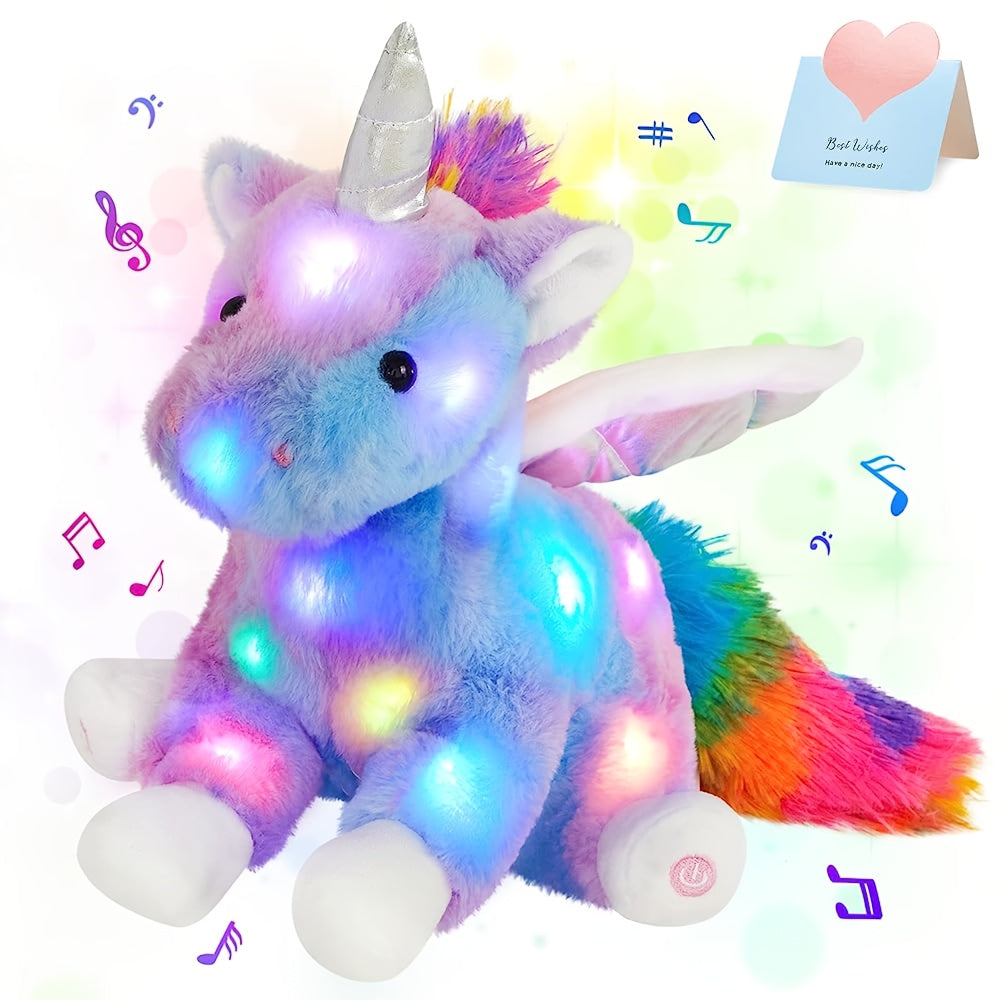Musical Glowing Rainbow Unicorn Plush Toy, Happy Mother'S Day Gift, Perfect Playing Companion Doll, Glow in The Dark Stuffed Animal, Birthday Party Gift Toy for Kids, Holiday Favor Ornaments