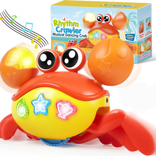 Crawling Crab Baby Toy - Tummy Time Toy, Interactive Big Crab Toy With Intelligent Sensor, Lights Buttons, Dancing Crab Auto-Avoiding Obstacles, Perfect Christmas Gift For Toddlers