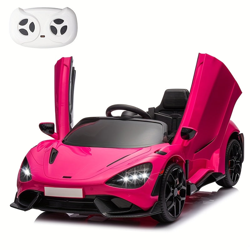 Kids Ride On Toy Car 12V Battery Powered Electric Vehicle, Ride On Toy for Children Christmas Gifts, with Hydraulic Doors, Parent Remote Control, LED Lights, MP3 Player, Smooth Start, 3 Speeds