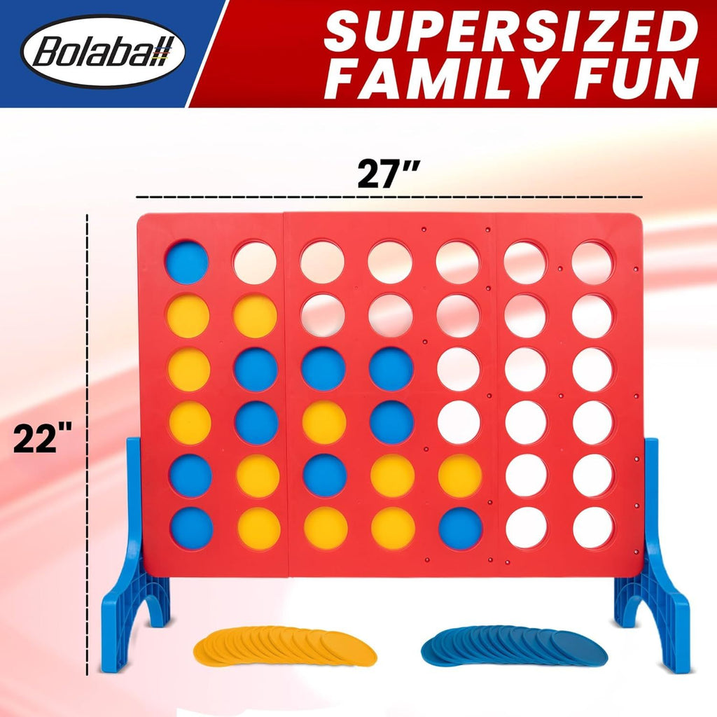 Bolaball 4 in a Row Games, 1.8 FT Jumbo 4-to-Score Indoor & Outdoor Game for Adults, Giant Family Fun Lawn & Yard Games, Perfect Strategy Game for Holiday Party & Family Gatherings
