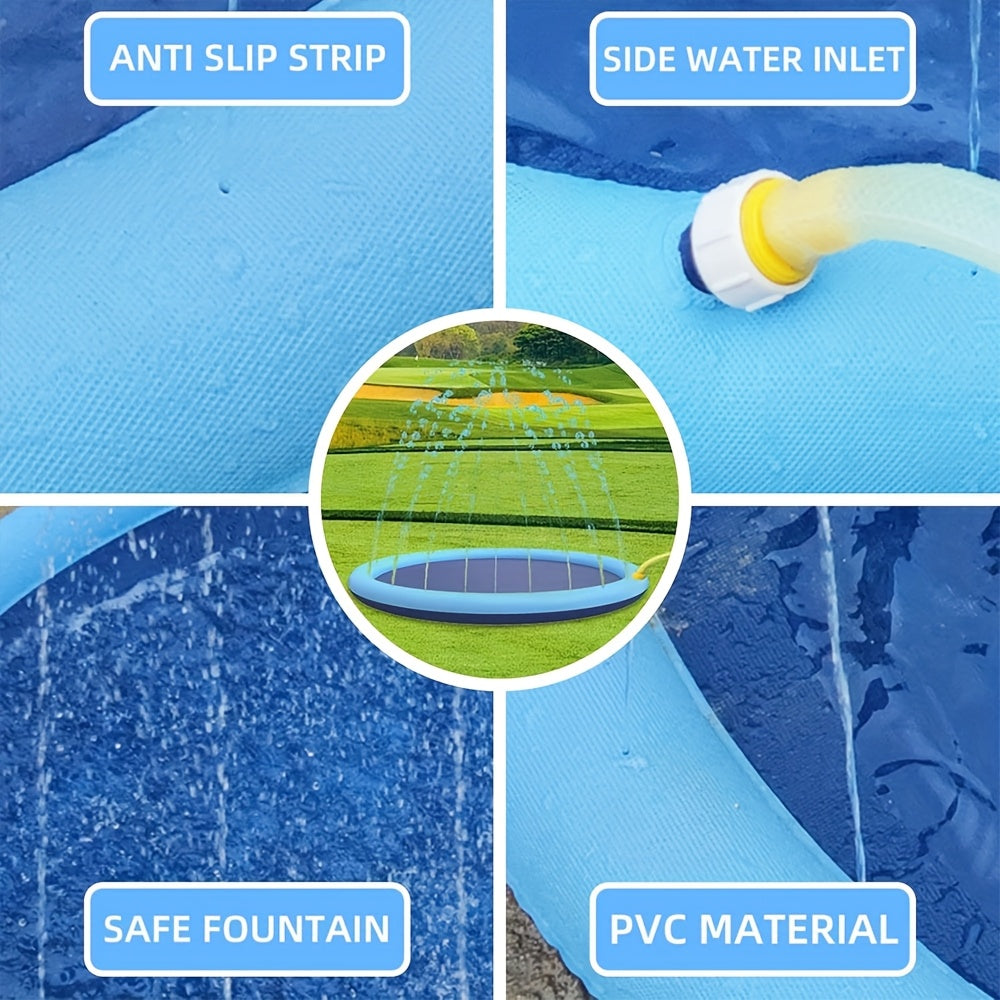 Extra Thick Splash Pad for Large Dogs, 0.6Mm Non-Slip Durable Dog Sprinkler Pool & Cooling Mat, Heavy Duty Summer Outdoor Water Play Fountain for Jumbo Breeds