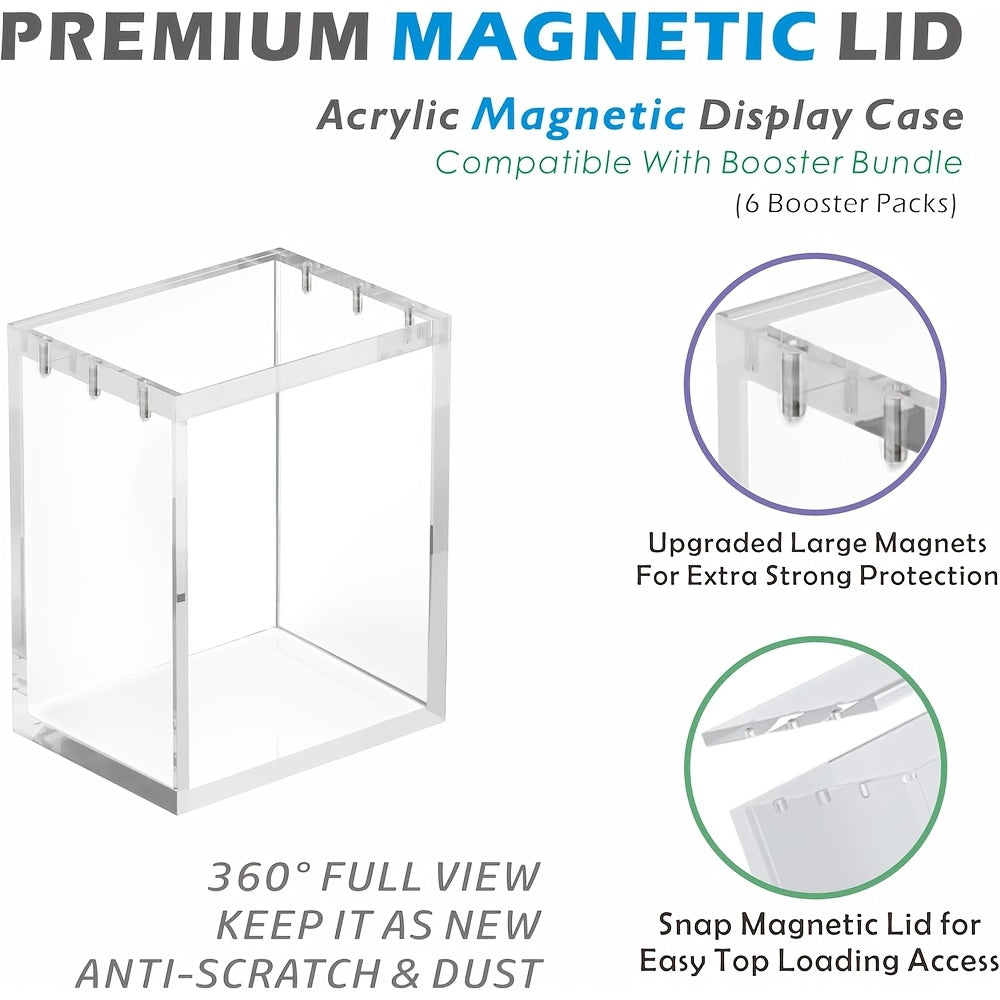 1 Pack/ 2 Pack Acrylic Case For PKMN Booster Bundle - Magnetic Clear Protective Display Box With UV Protection - Fits Scarlet & Violet, Prismatic Evolutions, 151, Paldean Fates & More 6-Pack Bundles