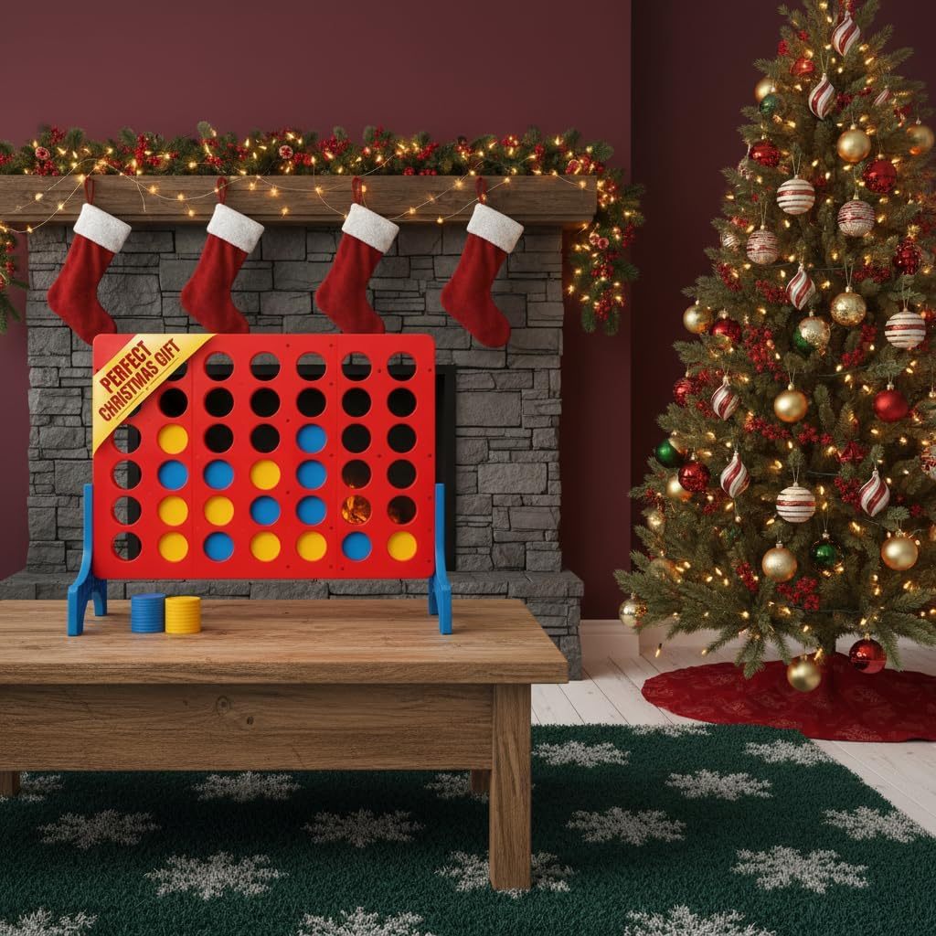 Bolaball 4 in a Row Games, 1.8 FT Jumbo 4-to-Score Indoor & Outdoor Game for Adults, Giant Family Fun Lawn & Yard Games, Perfect Strategy Game for Holiday Party & Family Gatherings
