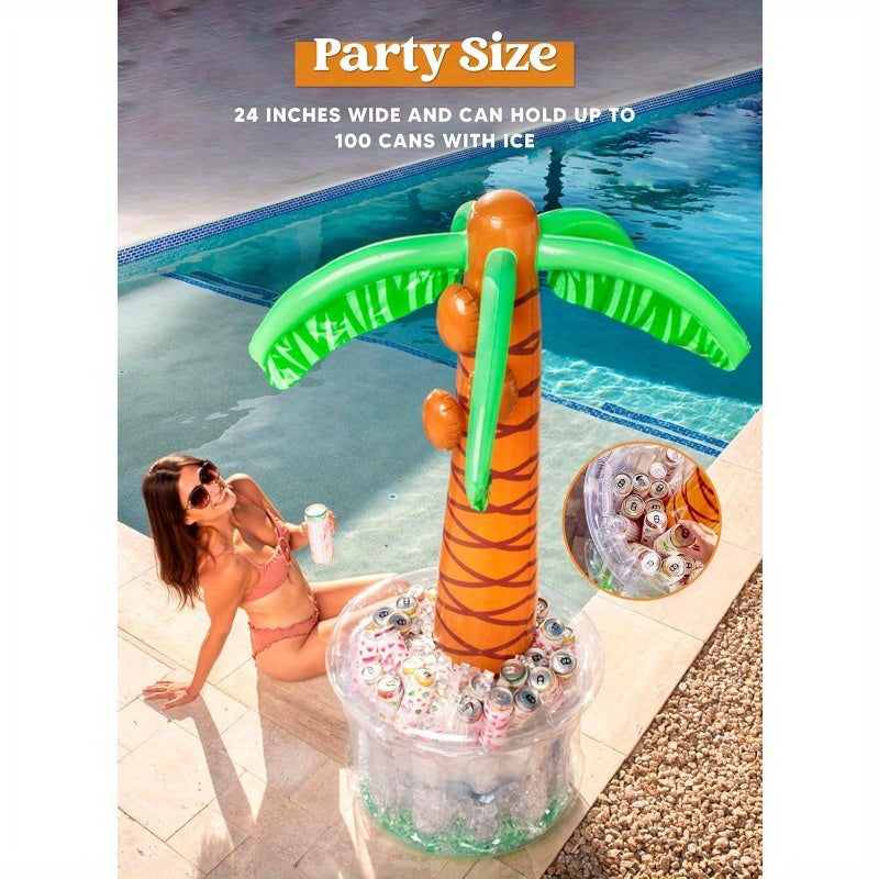 SYNCFUN Inflatable Palm Tree Cooler, Beach Theme Party Decor, Pool Party Decorations, Luau Hawaiian Birthday Party Supplies Ocean Jungle Tropical Themed Party Decoration Summer Outdoor Drink Cooler