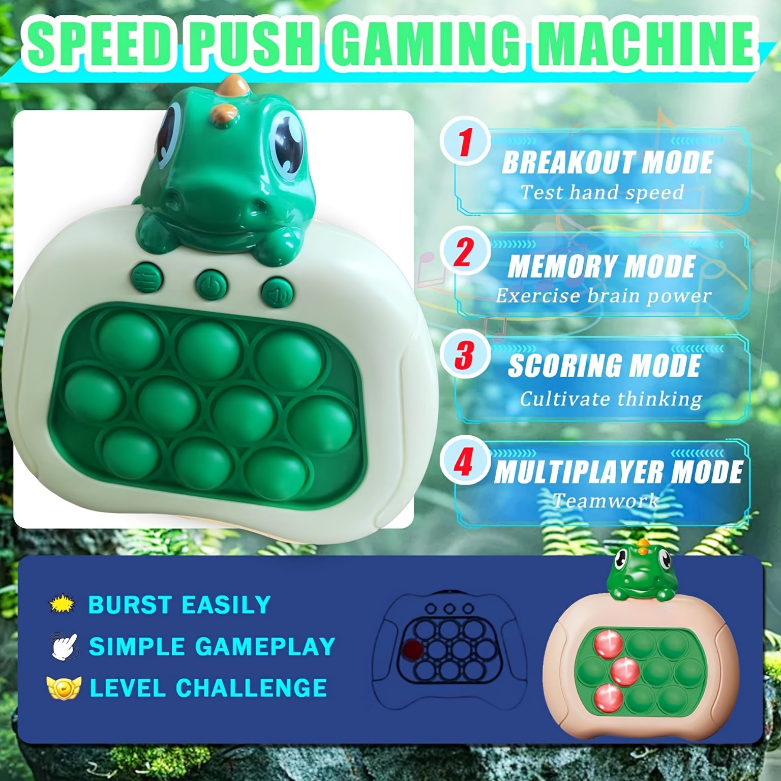 Christmas And Halloween Gifts Kids' Interactive Pop-Up Brain Games - Fun Animal-Shaped Memory Training Toy To Boost Focus, Logic, And Relax, Durable Plastic Material In Red, Green, White, And Pink, Fun Brain Game