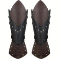 Two-Pack Medieval Embossed Artificial Leather Elf Arm Guards, Fantasy Role-Playing Buckle Armor, Halloween Knight  Gloves