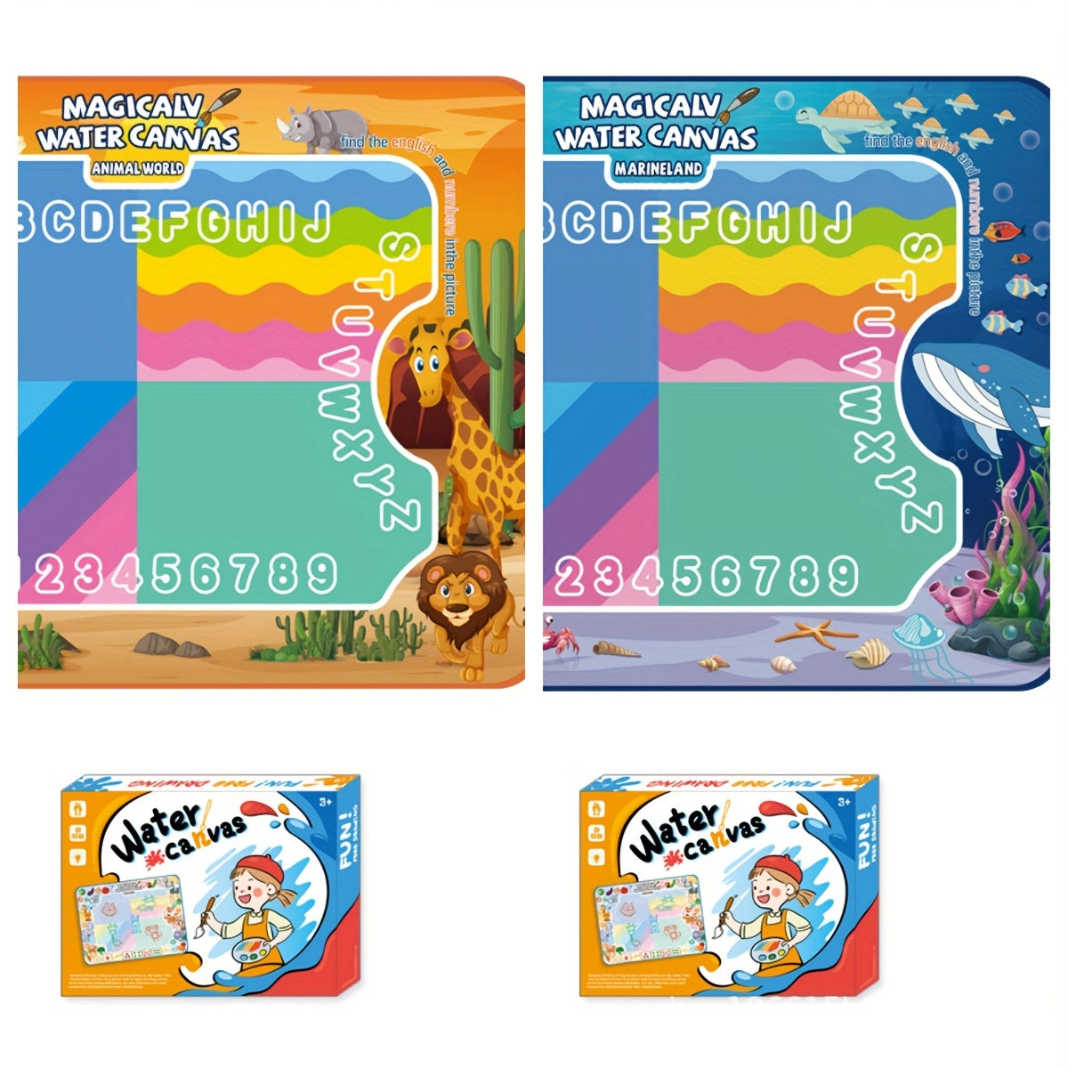 Magical Water Canvas: Day Gift, Reusable Drawing Toy Set, Art And Crafts, Puzzle Toy Set, Age 3+, 80X600 Cm/39.37X31.5 Inches