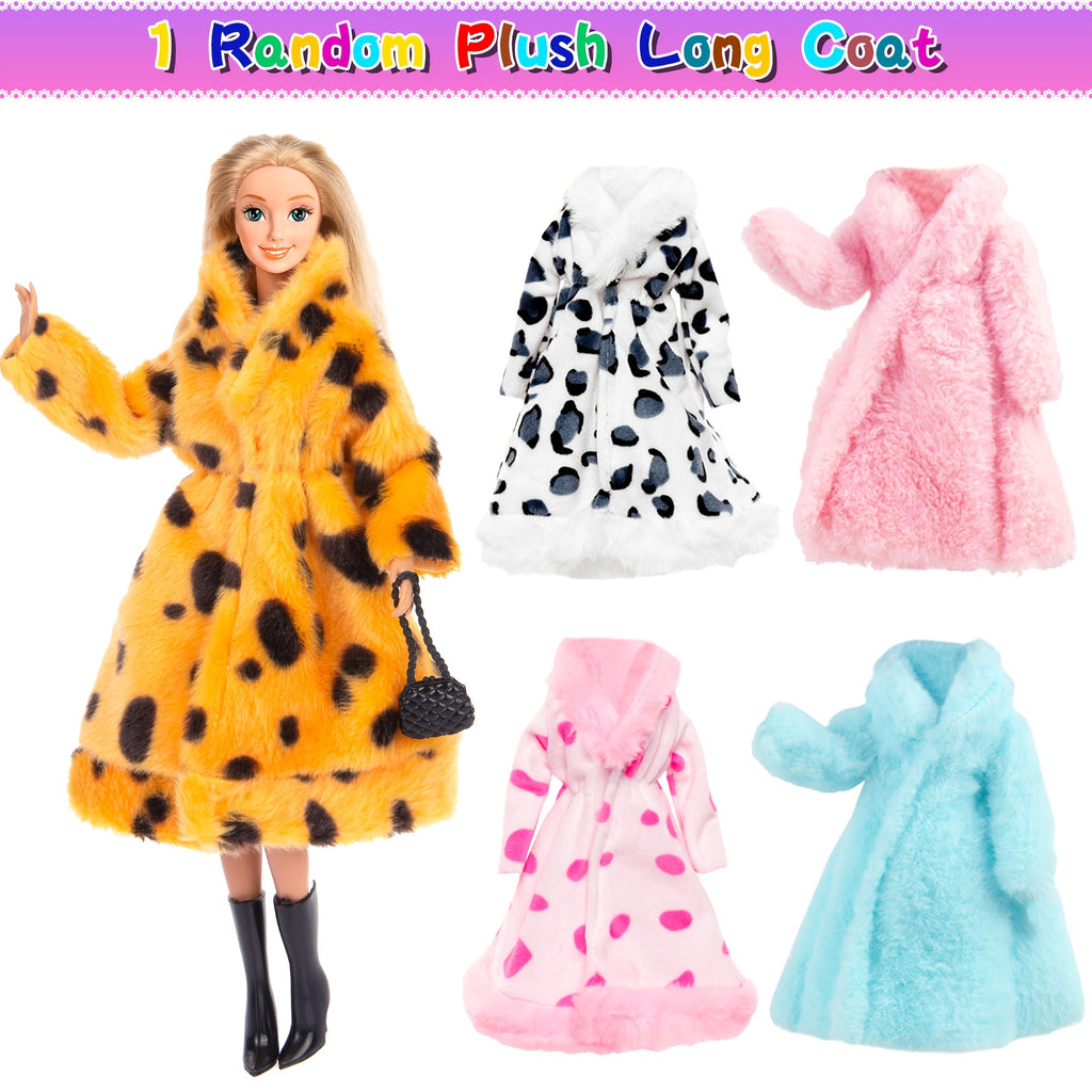 Set of 50pcs of Stylish Clothing And Additions for 11.5-Inch Dolls, Featuring a Fur Coat, Princess Dresses, Trendy Slip Dresses, Outfits, And Bikinis, Perfect As a Christmas Gift for Girls Aged 3 And Up