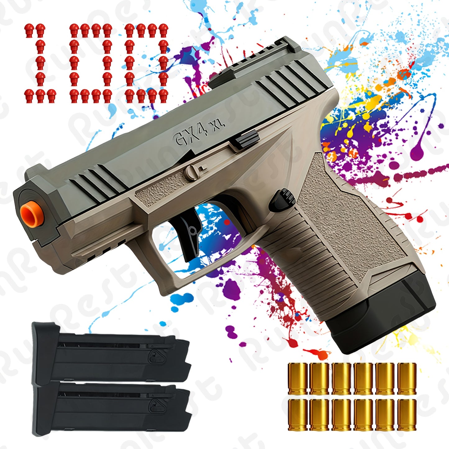 Soft Bullet Toy Guns, Soft Bullet Gun Toy ( 100 Bullets, 12 Shells, and 2 Magazines) Jumping Shell Automatic Rebound Decompression Can Be Empty Hanging Supply Clip, Educational Model Pistol Shooting