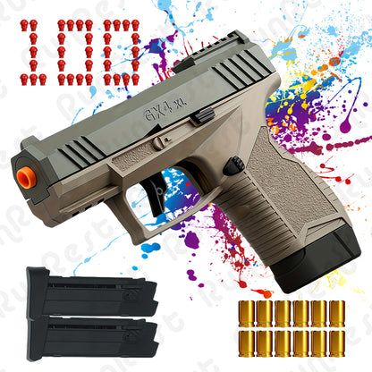 Soft Bullet Toy Guns, Soft Bullet Gun Toy ( 100 Bullets, 12 Shells, and 2 Magazines) Jumping Shell Automatic Rebound Decompression Can Be Empty Hanging Supply Clip, Educational Model Pistol Shooting