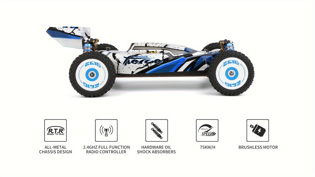 [Remote Control Toys] Wltoys 124017 75KM/H 4WD RC Car Professional Racing Car Brushless Electric High Speed Off-Road Drift Remote Control Toys for Boys With 2 Batteries