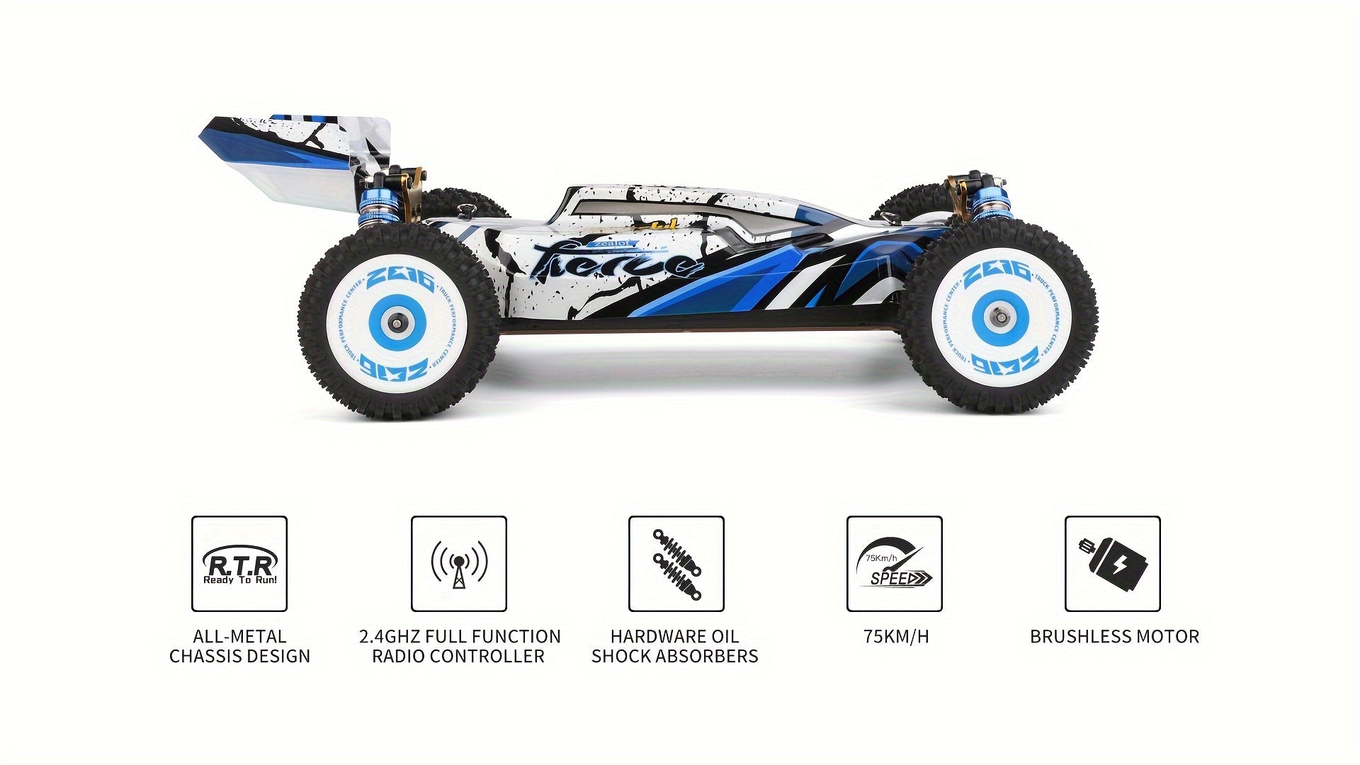 [Remote Control Toys] Wltoys 124017 75KM/H 4WD RC Car Professional Racing Car Brushless Electric High Speed Off-Road Drift Remote Control Toys for Boys With 2 Batteries