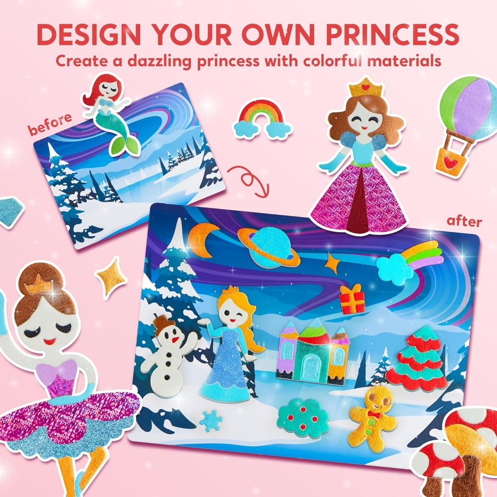 Foil Art Kit for Kids, Arts & Crafts Supplies, 10 Unique Designs&120 Colorful Foil Sheets, Mess Free Coloring, Foil Foam Stickers, Creative Travel Toys, Christmas Birthday Gifts for Boys And Girls