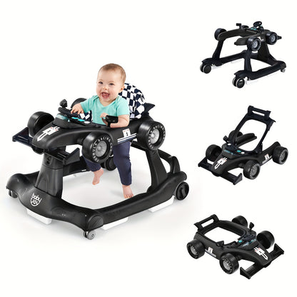 4-In-1 Baby Walker Foldable Activity Push Walker Adjustable Height Blue