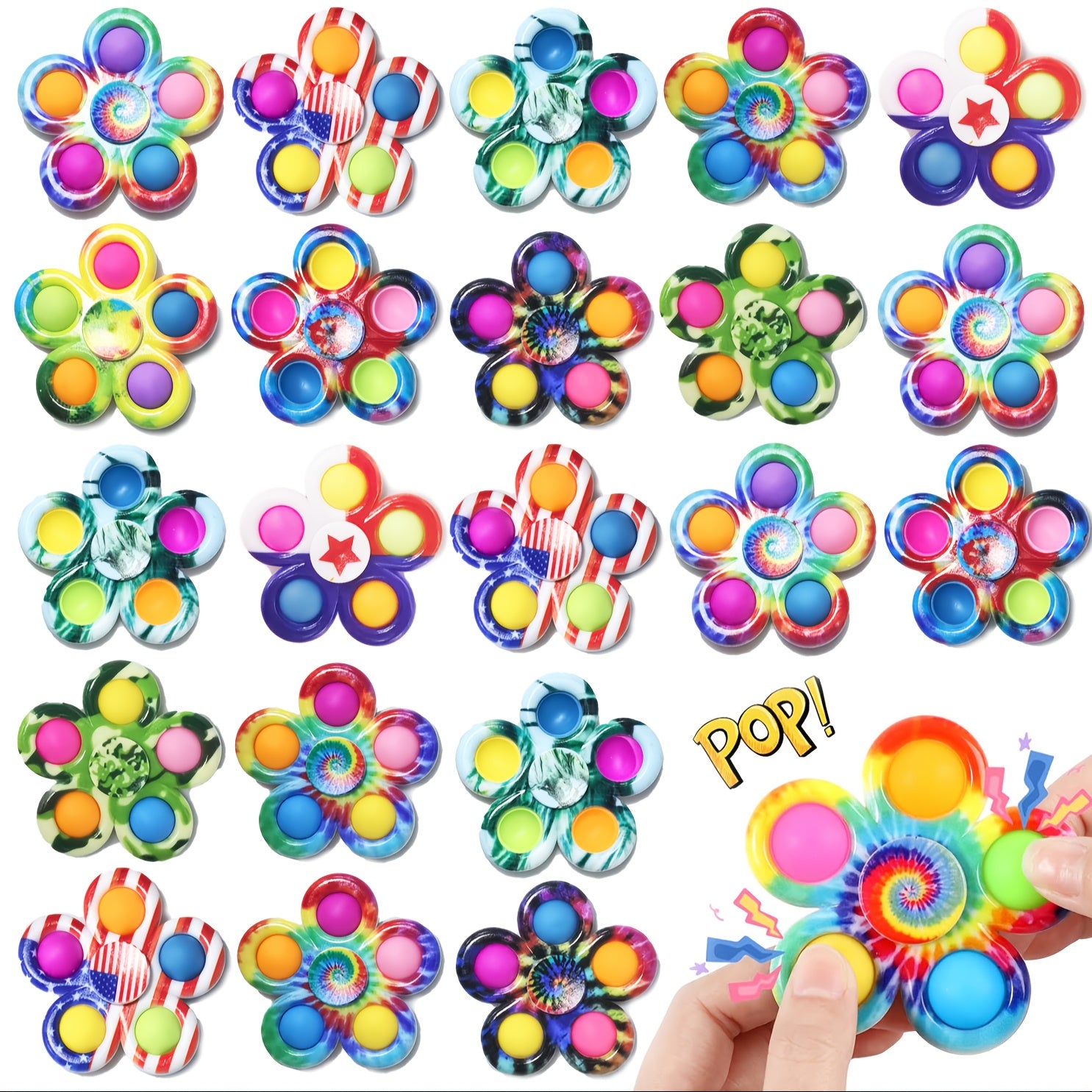 [30 Fidget Spinners] MEZHOBBY 30 Fidget Spinners Toys | Party Favors Gifts for Kid, Pop Fidget Spinner Pack Bulk, Little Sensory Fidget Toys Pack, Classroom Prizes for Girls Boys Students