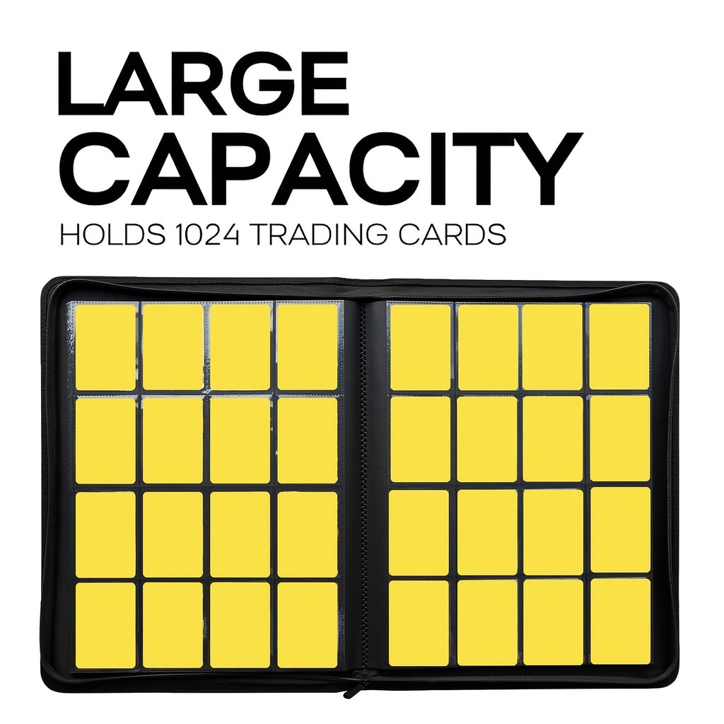 Large-capacity Multi-pocket Trading Card Binder, 16-pocket Double-sided Ringless Card Binder Album Folder - Premium Side-loading Zipper Binder, Suitable For Trading Cards, TCG, Sports, And Game Trading Cards - Provides Ample Space To Keep All