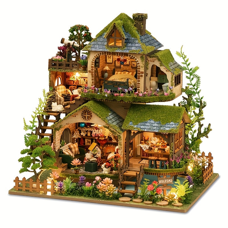 [Creative DIY Wooden Model] DIY Wooden Forest Hut Assembly Model Kit | Handmade Small House Home Decor - Creative Birthday, Christmas, Valentine's Day Gift for Adults