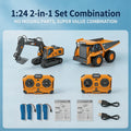 [Remote Control Toy Car] 4pcs/ 3pcs/ 2pcs Remote Control Engineering Vehicle Set, 2.4G 1:24 & 1:64 High-Tech 11-Channel RC Excavator, Dump Truck & Bulldozer Alloy Plastic Construction Toy Car Kit