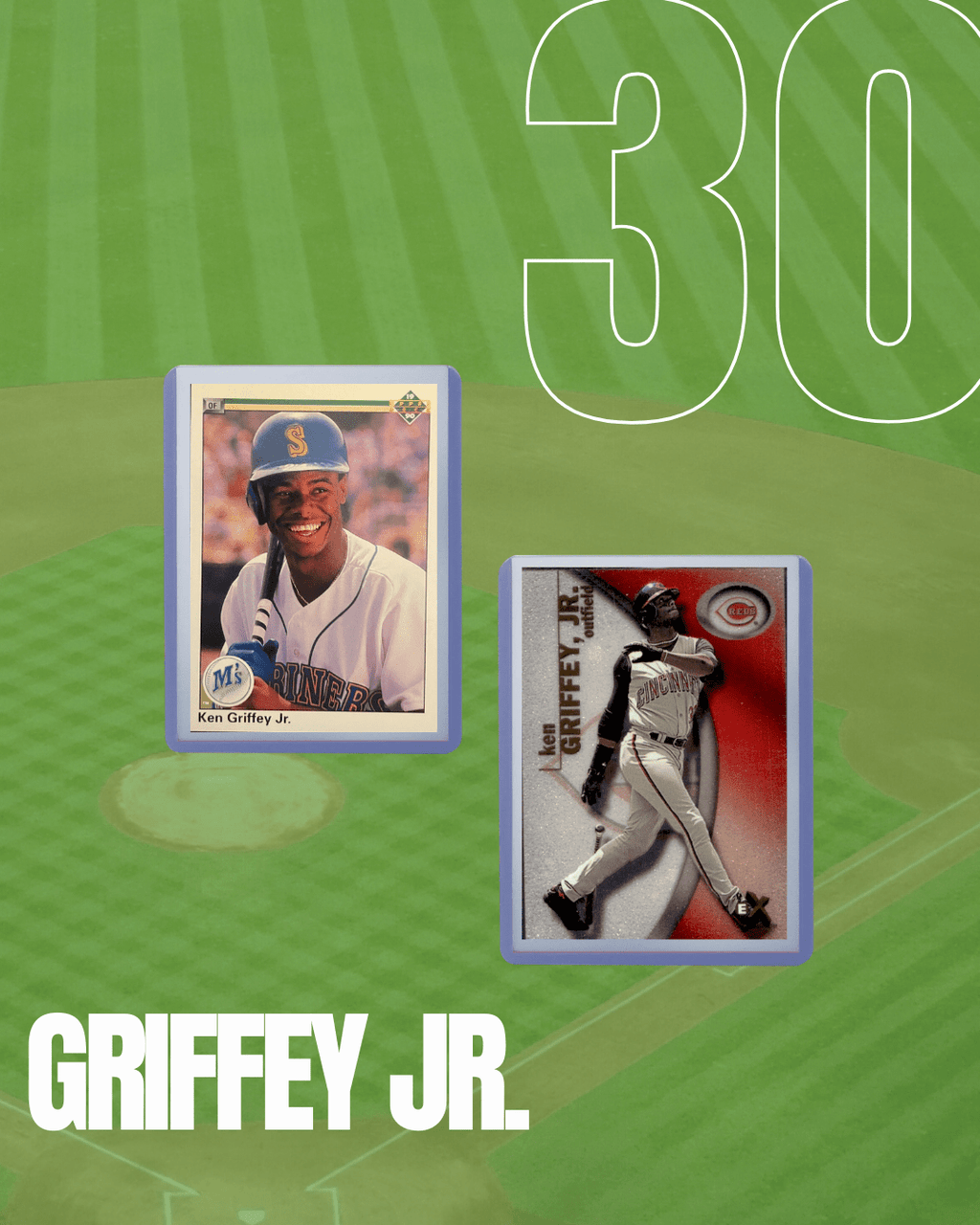 Ken Griffey Jr. Baseball Cards (5) ASSORTED MLB baseball Trading Cards - Perfect for any collector or gift