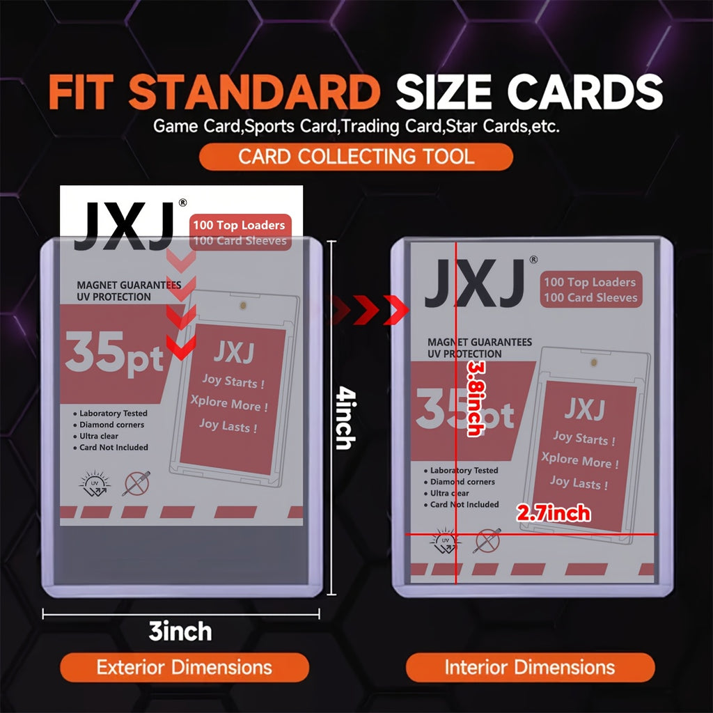 Card Sleeves TopLoad for Cards, 200/400/800/1600pcs 3"X4" Baseball Card Protectors Hard Plastic, Top Load Card Holder for Sports Football Game Cards (A Set Has 200pcs, Including 100 TopLoads + 100 Card Sleeves)