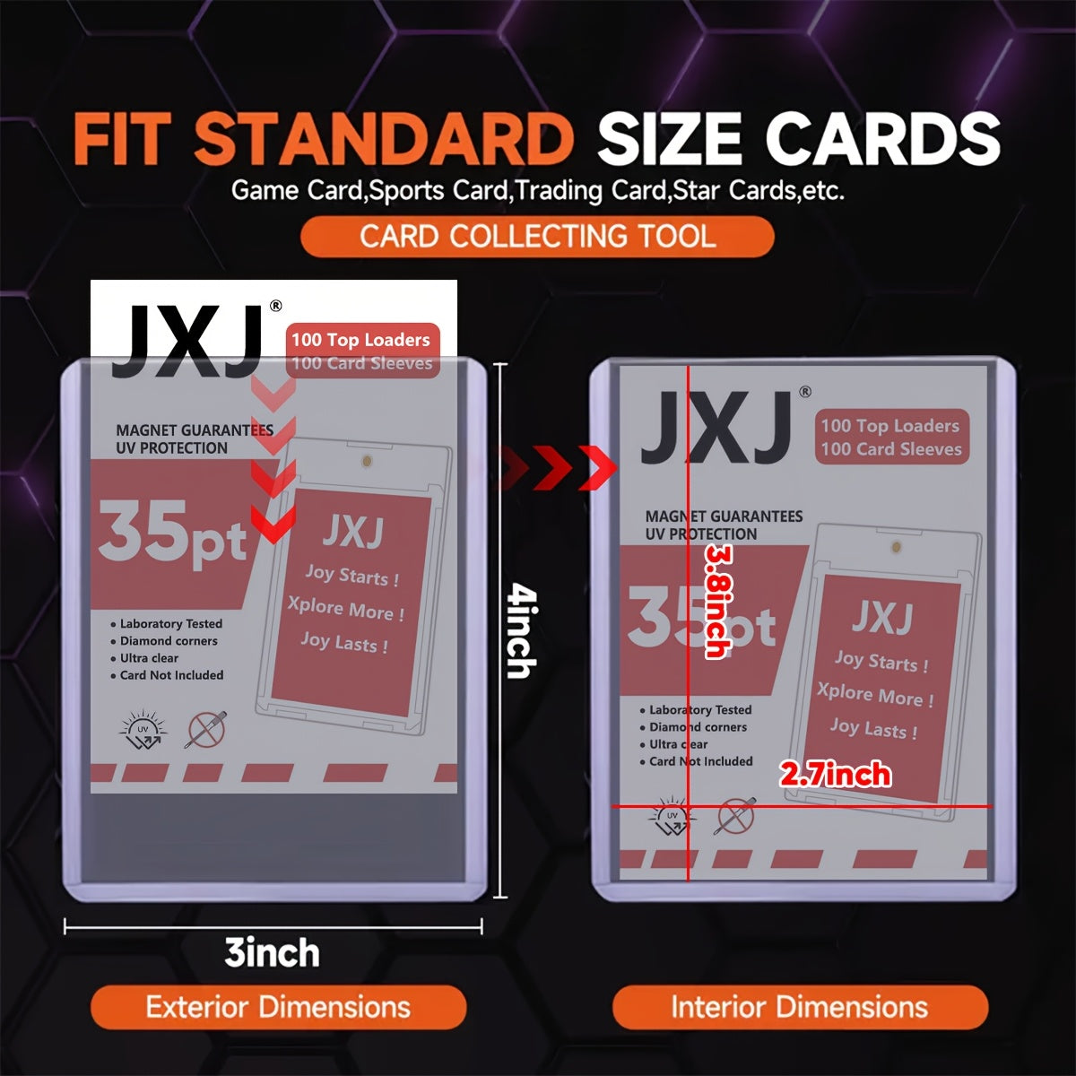 Card Sleeves TopLoad for Cards, 200/400/800/1600pcs 3"X4" Baseball Card Protectors Hard Plastic, Top Load Card Holder for Sports Football Game Cards (A Set Has 200pcs, Including 100 TopLoads + 100 Card Sleeves)