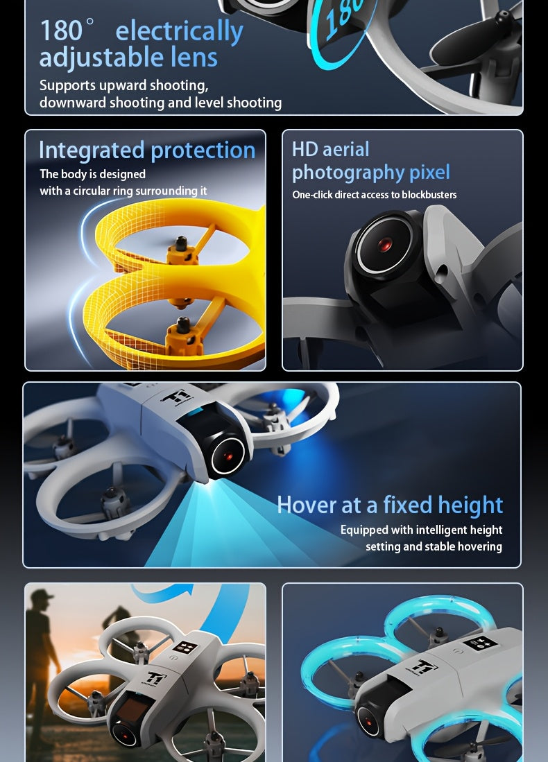2026 Upgraded 4K Remote Control Airplane, Automatic Hover One-key Return, Two Rechargeable Batteries Long-endurance Drone, Shock And Collision Design, One-key Roll, Optical Flow Vision Automatic Hover Function, WiFi Real-time Return Of Images