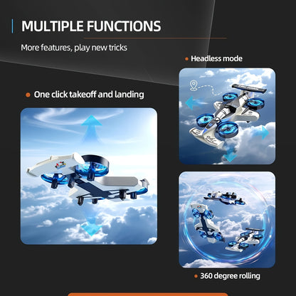 [Ideal Gift] Racing Car And Drone Combination, Remote-Controlled Flying Car, Foam Material. Features Include One-Key Takeoff, Stable Hovering, Racing Mode, And 360 ° Aerial Flips. An Ideal And Fun Birthday Gift