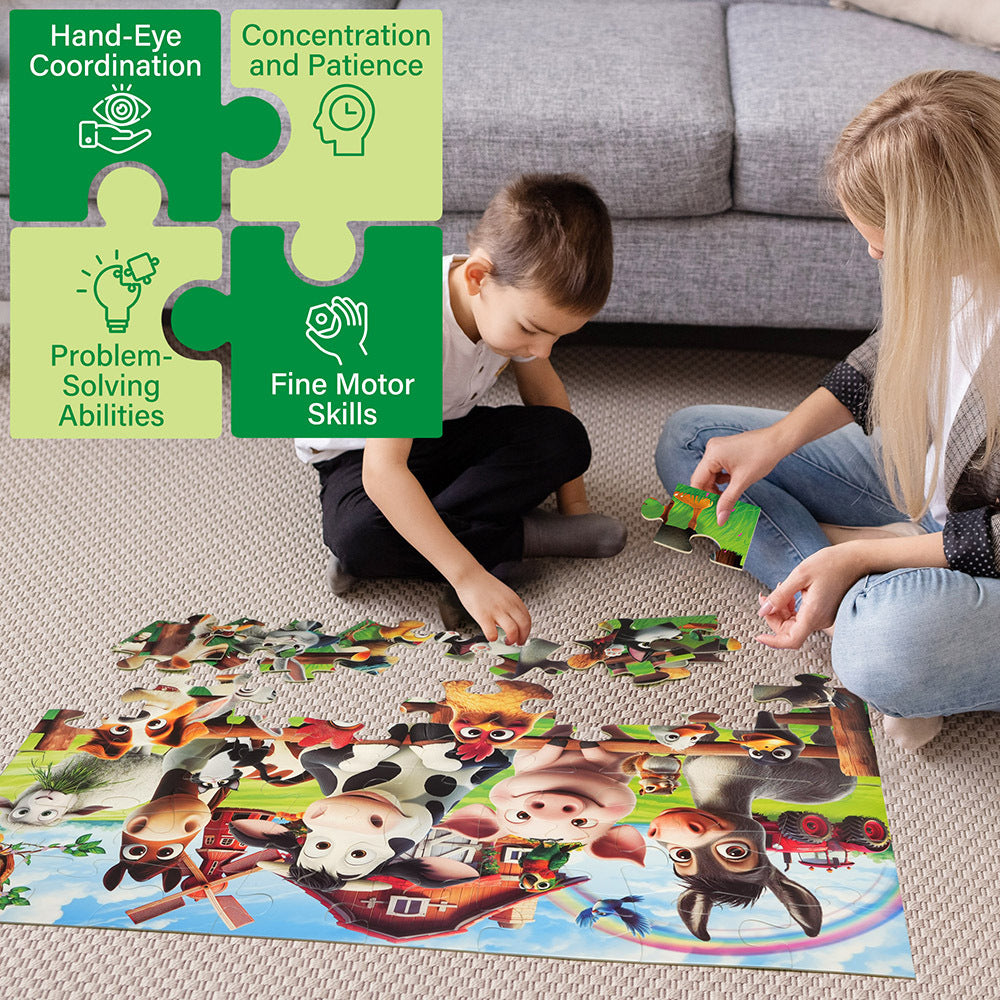 Floor Puzzles For Kids, Magical Mermaid/ Farm Animals Puzzles For Kids Ages 3+, Large Jigsaw Puzzles, Education Preschool Tools For Boys Girls 3+ 4 5 6+ Years Old, Intelligence Challenging Educational Gift, for Christmas Xmas Birthday