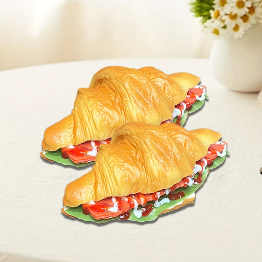 2pcs Realistic Simulation Sandwich Cheese Bread, Yellow Thermoplastic Polyurethane, European Soda Bread Lookalike, Food-Themed Window Display Decor, Photography Stage Prop