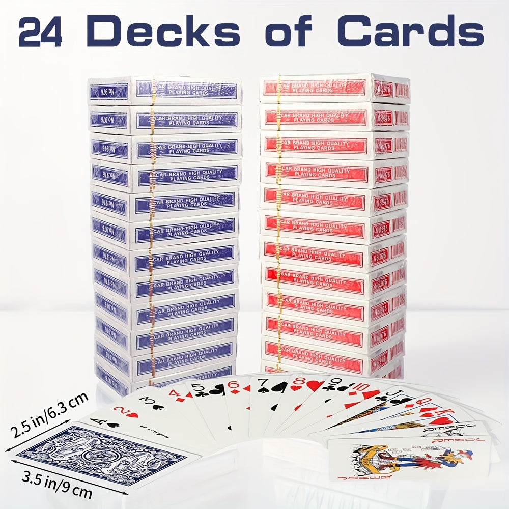 24/12/6 Decks Of Premium Playing Cards - 21 Points, Euchre And Canasta Standard Index, - Standard Size (2.5" X 3.5"), Durable Coated Cardstock In Blue & Red, for Family, Parties, And Christmas Game
