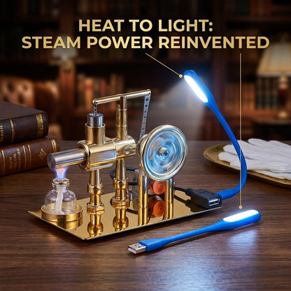 Stirling Engine Engine Generator Kit - Single Cylinder, Stainless Steel Construction Pneumatic Design Educational Physical Science Experiment Model for Learning And Invention Enthusiasts Holiday Gifts