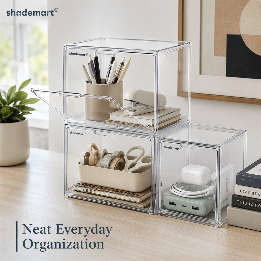 3pcs Clear Display Case Dustproof Storage Bins Containers Organizer Bag Show Box For Collectibles/ Car Model
