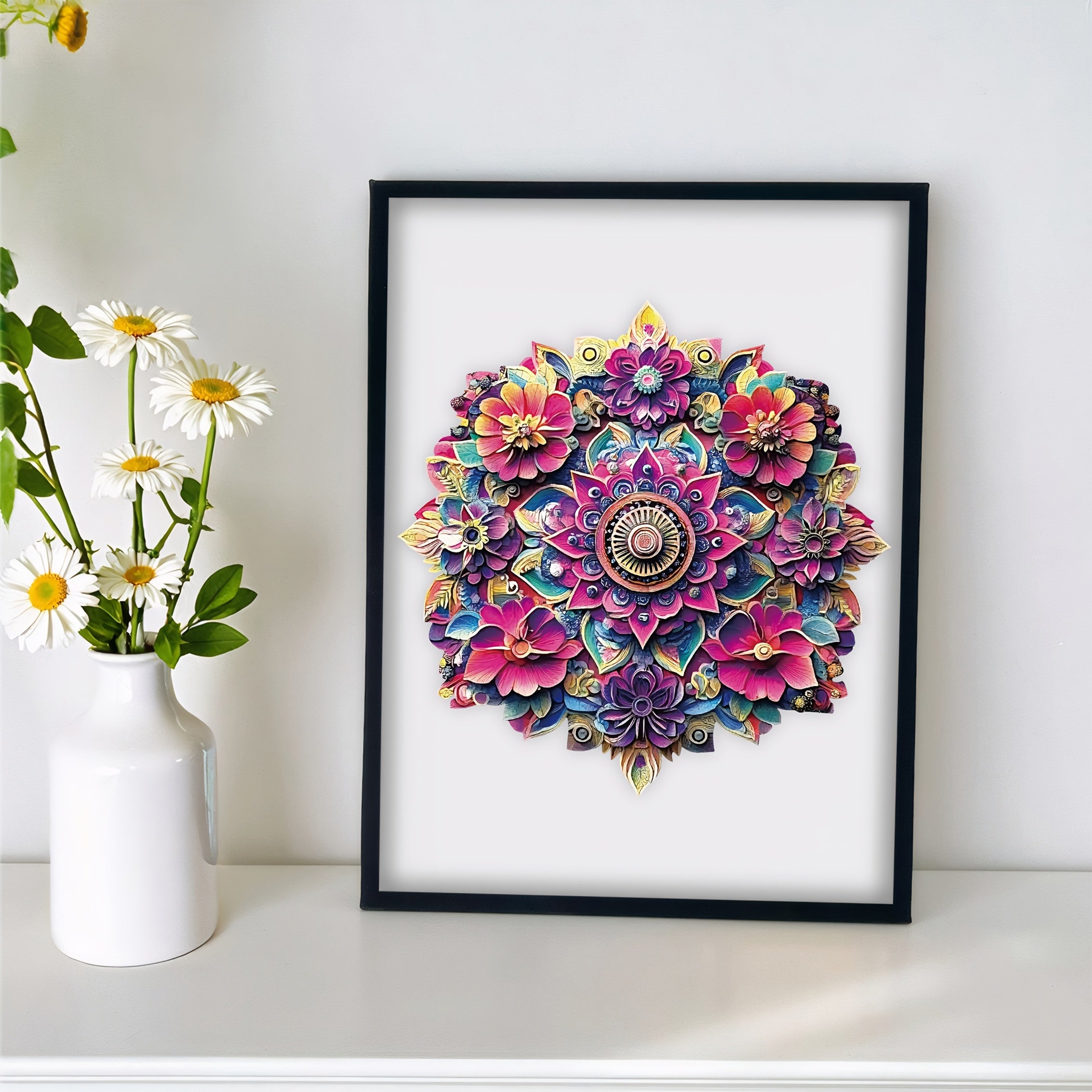 Mandala Wooden Puzzle, Exquisite Boxed Wooden Puzzle, Unique Irregular Shaped Animal Puzzle, Perfect Birthday And Christmas Gift, Active Brain Exercises Focus, Decorative Art Painting