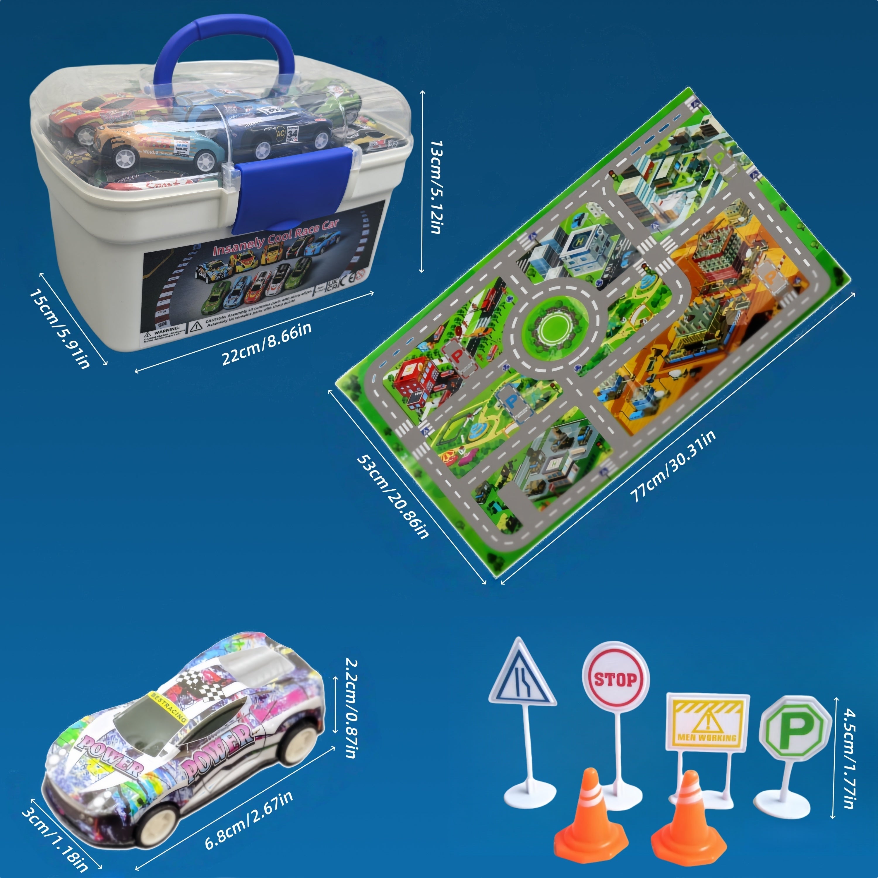 64pcs Toy Car Set with Storage Box & Foldable Play Mat - Pull-Back Metal Racing Cars, Educational And Fun Gift for School Activities, Children's Party Favors, Ideal for Boys & Girls Aged 3+ for Christmas, Thanksgiving, New Year & Birthday Presents