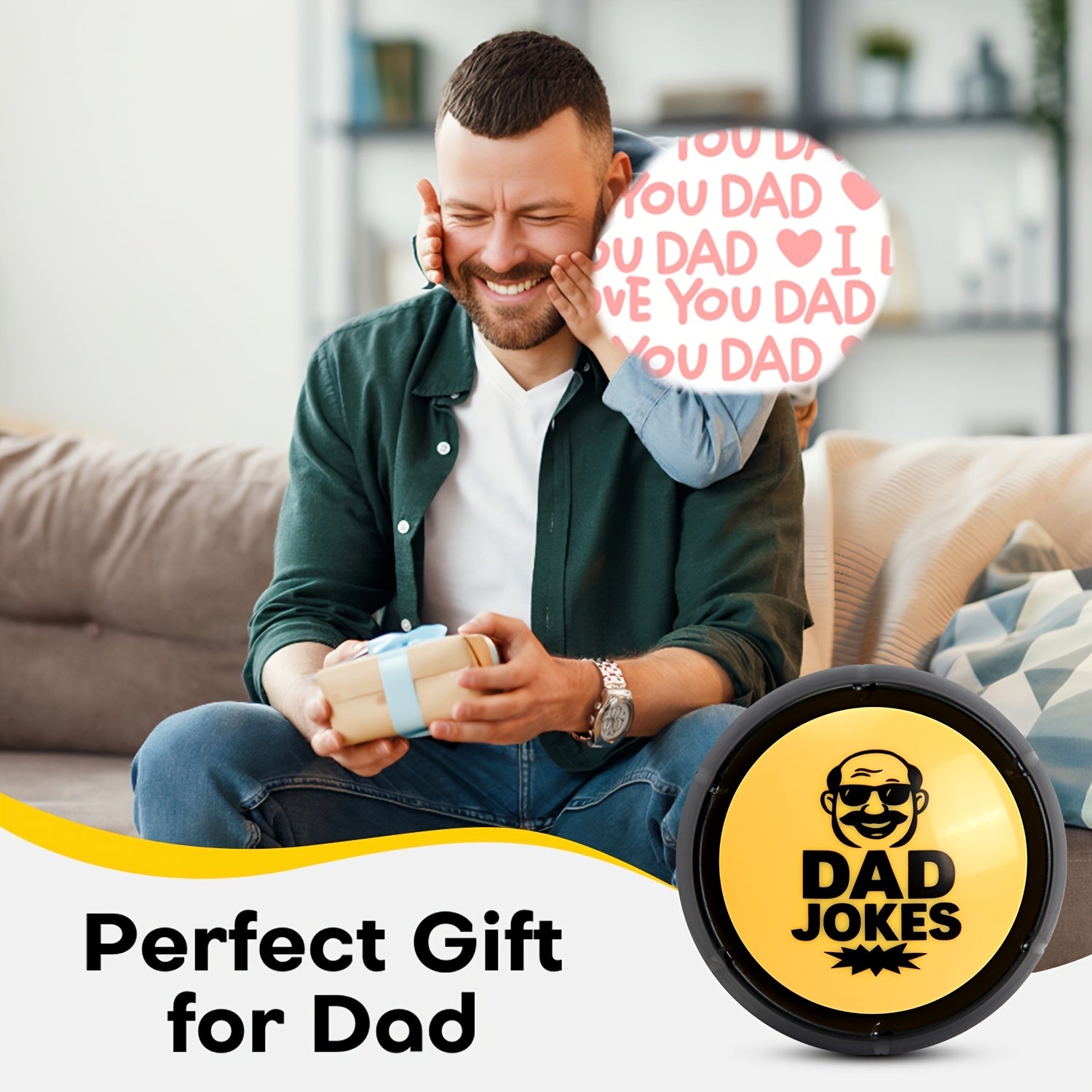 Funny for dad Joke Button, Father'S Day Gift, Gag Gift for Men, A Push of Button for Hilarious Jokes, White Elephant Gift for Dad, Christmas Stocking Stuffer, Birthday Gift from Daughter, Prank Toys for Age 14+