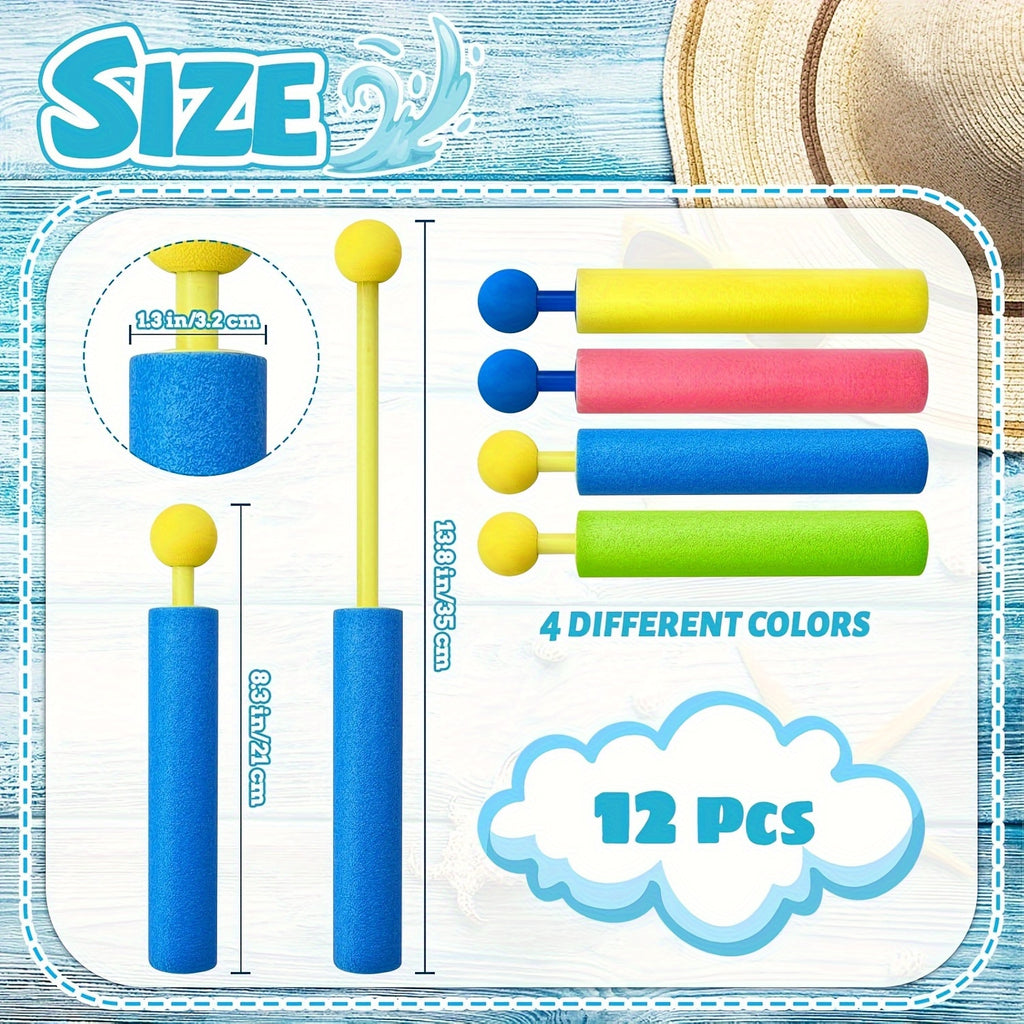 Water Gun, 6/12/18 Pack Water Soaker Blaster Guns, Colorful Foam Shaft Squirt Guns for Swimming Pool, Beach, Summer Party, Outdoor Water Activities, Summer Water Fighting Toys